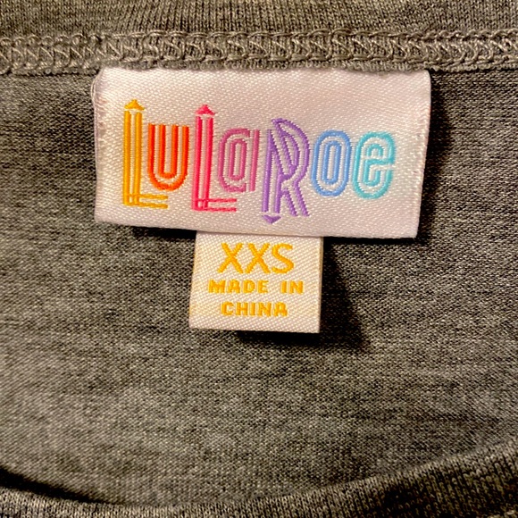 Unisex Lularoe Irma Halloween Shirt Gray Black w/ Vampire Fang Print sz XXS NWT - Picture 3 of 5